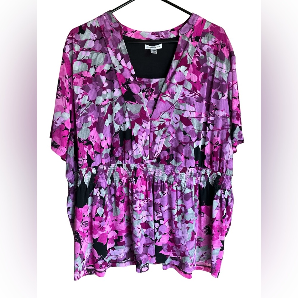 Croft & Barrow Pink and Purple Floral Top 3X